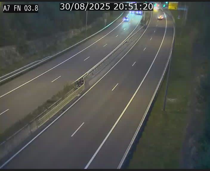 Caméra autoroute Luxembourg A7 - Passage à gibier Rëngelbour - direction Tunnel Stafelter