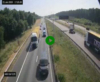 Webcam autoroute A63 en périphérie de Bordeaux au sud-est de la ville, en provenance du bassin d'Arcachon. Vue orientée vers Bordeaux