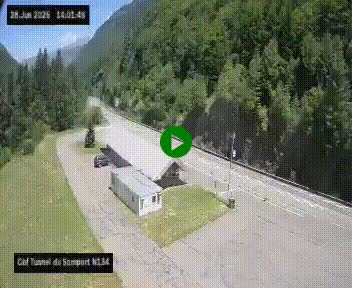 Webcam à l'entrée du tunnel du Somport, côté français, sur la N134, dans les Pyrénées, en direction de l'Espagne, à 1116 mètres d'altitude