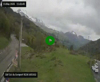 Webcam au col du Somport, côté français, sur la N134, dans les Pyrénées, en direction de l'Espagne, à 1632 mètres d'altitude