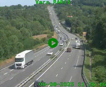 Caméra routière sur l'autoroute A20 à Bessines-sur-Gartempe. Vue orientée vers Paris