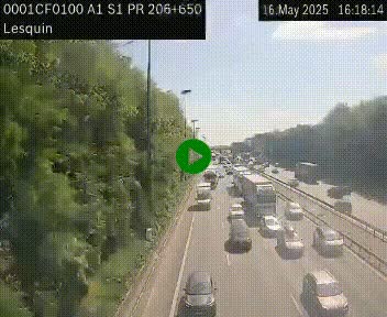 Webcam autoroute A1 à hauteur de Lesquin. Vue orientée vers Lille