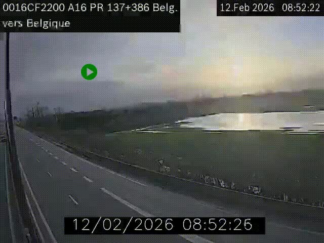 Webcam à la frontière franco-belge au niveau de Bray-Dunes/De-Panne sur l'autoroute A16. Vue orientée vers la Belgique