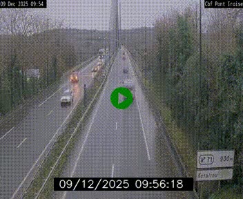Webcam sur la N165 après le Pont de l'Iroise, à l'entrée de Brest