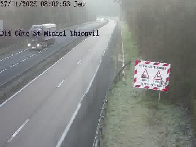 Webcam sur la D14, dans la côte Saint-Michel. Vue orientée vers Thionville