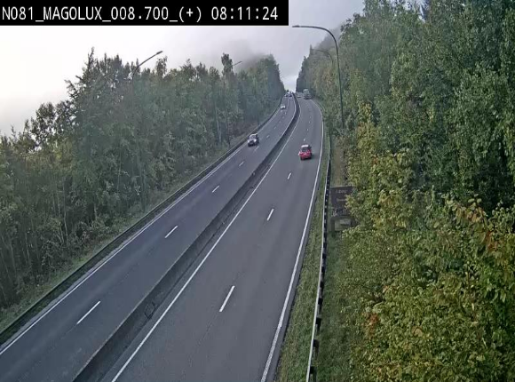 Webcam sur la N81 (E411) à hauteur de la jonction avec la N883. Vue orientée vers Longwy