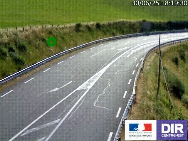 Webcam sur le col Pin Bouchain, vue orientée vers Roanne, en provenance de Lyon sur la nationale 7 (N7)