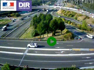 Webcam traffic à Grenoble-sud sur l'autoroute A480. Vue orientée vers l'entrée et la sortie de Grenoble