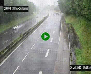 Webcam routière à hauteur de Bois-Guillaume en périphérie de Rouen. Vue orientée vers Rouen