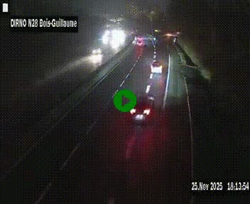 Webcam routière à hauteur de Bois-Guillaume en périphérie de Rouen. Vue orientée vers Rouen