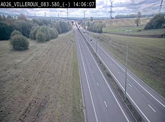 Webcam autoroute A26/E25 à hauteur de Vaux-sur-Sûre, à la jonction avec la N85 en direction de Liège - BK 83.6