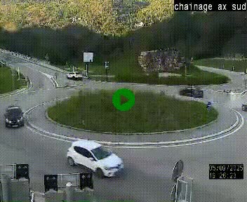 Webcam au nord d'Ax-les-Thermes au niveau de l'aire de chaînage de la N20. Vue orientée vers les Pyrénées, en direction de Pas de la Case