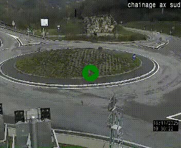 Webcam au nord d'Ax-les-Thermes au niveau de l'aire de chaînage de la N20. Vue orientée vers les Pyrénées, en direction de Pas de la Case