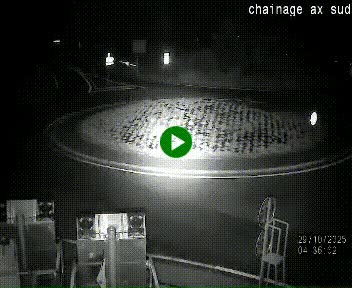 Webcam au nord d'Ax-les-Thermes au niveau de l'aire de chaînage de la N20. Vue orientée vers les Pyrénées, en direction de Pas de la Case