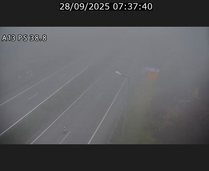 Webcam autoroute A13 à l'entrée ouest du tunnel Markusbierg à Schengen. Vue orientée vers Mondorf-les-Bains
