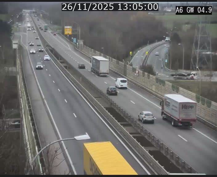 Traffic live webcam Luxembourg Croix de Cessange - A6 - BK 4.9 - direction Belgique