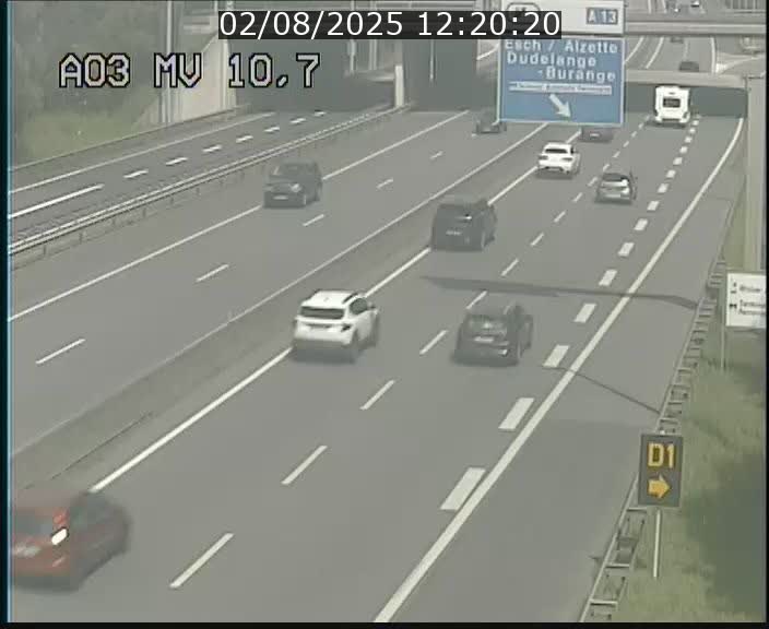 Traffic live webcam Luxembourg Croix de Bettembourg - A3 - BK 10.7 - direction France