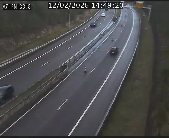 Caméra autoroute Luxembourg A7 - Passage à gibier Rëngelbour - direction Tunnel Stafelter
