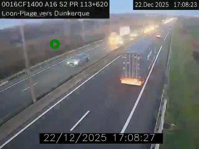 Webcam autoroute A16 à hauteur de Loon-Plage. Vue orientée vers Dunkerque et la Belgique.