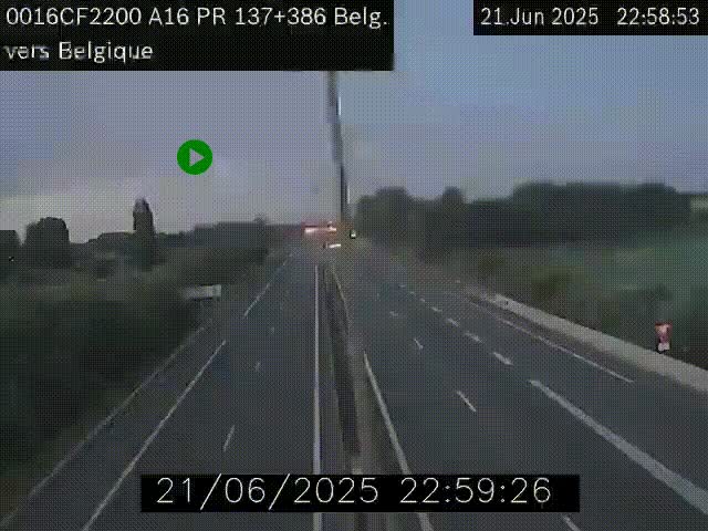 Webcam à la frontière franco-belge au niveau de Bray-Dunes/De-Panne sur l'autoroute A16. Vue orientée vers la Belgique