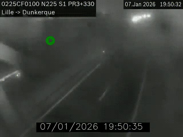 Webcam autoroute A25 (N225) à hauteur de Bergues (Bierne). Vue orientée vers Dunkerque.