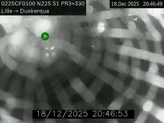 Webcam autoroute A25 (N225) à hauteur de Bergues (Bierne). Vue orientée vers Dunkerque.