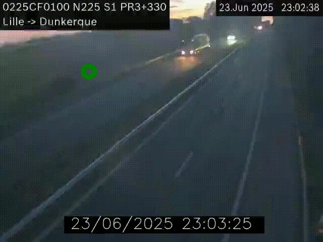 Webcam autoroute A25 (N225) à hauteur de Bergues (Bierne). Vue orientée vers Dunkerque.