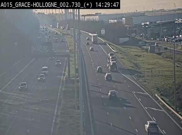 Webcam E42/A15 à Grâce-Hollogne, à proximité de la jonction avec l'A604. Vue orientée vers Namur