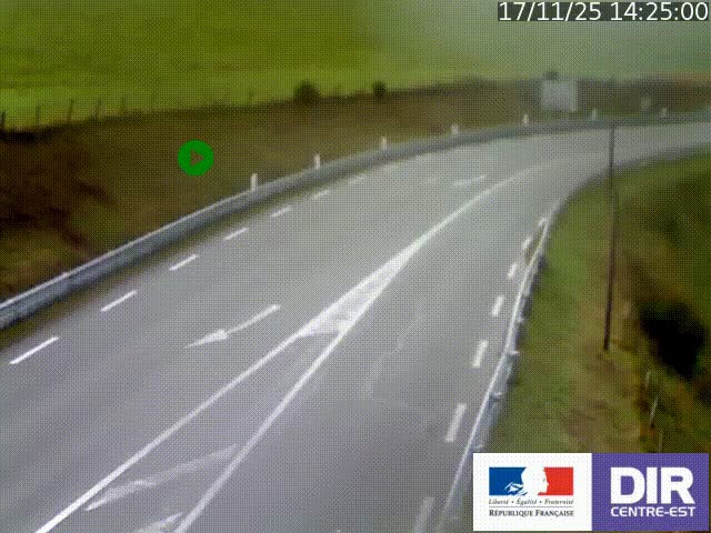 Webcam sur le col Pin Bouchain, vue orientée vers Roanne, en provenance de Lyon sur la nationale 7 (N7)