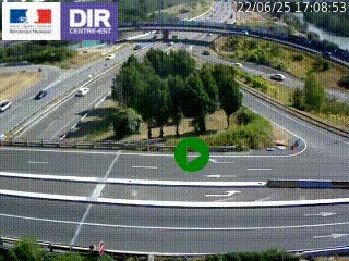 Webcam traffic à Grenoble-sud sur l'autoroute A480. Vue orientée vers l'entrée et la sortie de Grenoble