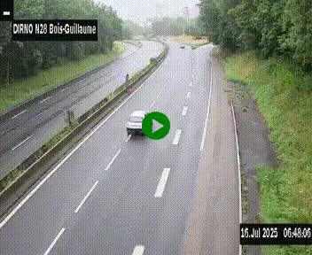 Webcam routière à hauteur de Bois-Guillaume en périphérie de Rouen. Vue orientée vers Rouen