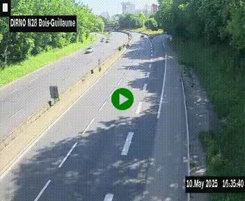 Webcam routière à hauteur de Bois-Guillaume en périphérie de Rouen. Vue orientée vers Rouen