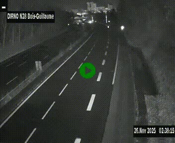 Webcam routière à hauteur de Bois-Guillaume en périphérie de Rouen. Vue orientée vers Rouen