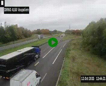 Webcam autoroute A150 à hauteur de La Vaupalière en périphérie de Rouen. Vue orientée vers Rouen