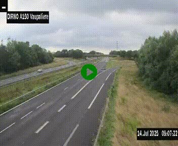 Webcam autoroute A150 à hauteur de La Vaupalière en périphérie de Rouen. Vue orientée vers Rouen