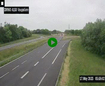 Webcam autoroute A150 à hauteur de La Vaupalière en périphérie de Rouen. Vue orientée vers Rouen