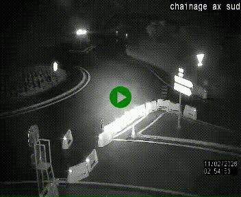 Webcam au nord d'Ax-les-Thermes au niveau de l'aire de chaînage de la N20. Vue orientée vers les Pyrénées, en direction de Pas de la Case