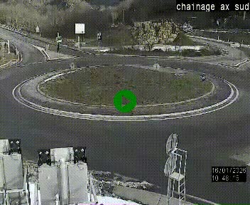 Webcam au nord d'Ax-les-Thermes au niveau de l'aire de chaînage de la N20. Vue orientée vers les Pyrénées, en direction de Pas de la Case