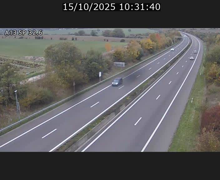 Webcam info trafic A13 à hauteur de Mondorf-les-bains. Vue orientée vers Altwies