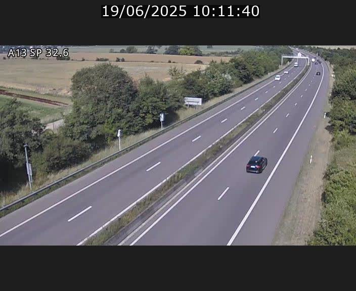 Webcam info trafic A13 à hauteur de Mondorf-les-bains. Vue orientée vers Altwies