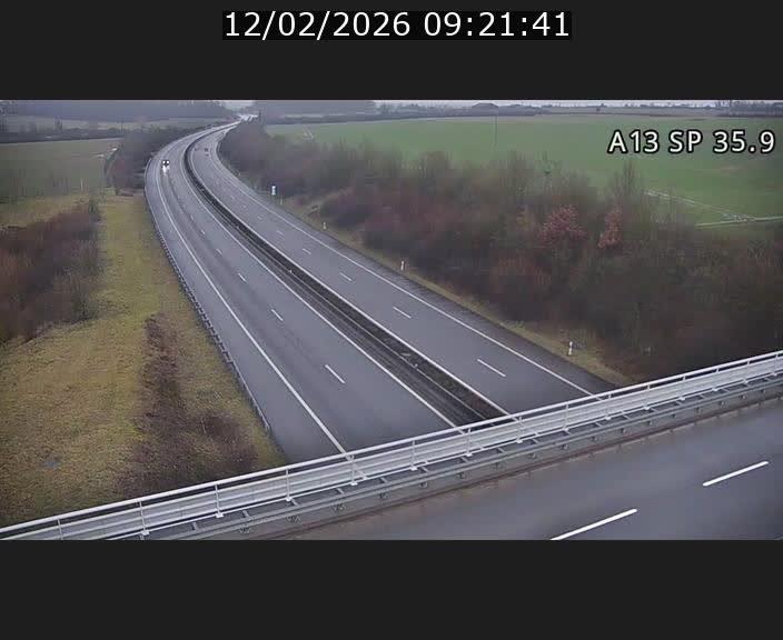 Webcam trafic sur A13 à l'entrée ouest du tunnel Markusbierg à Remerschen. Vue orientée vers Mondorf-les-Bains.