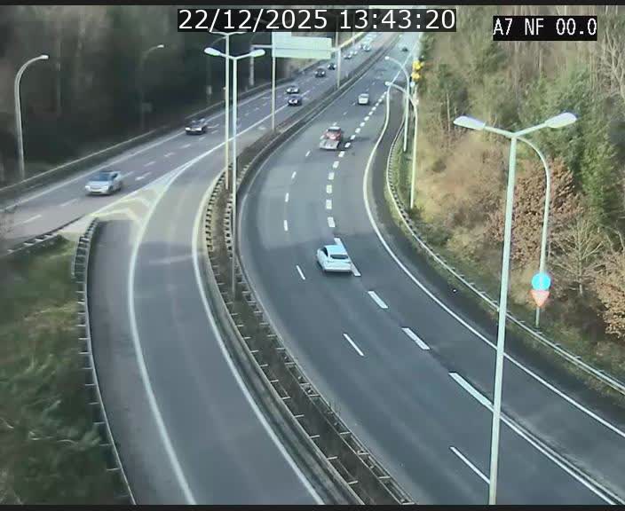 Caméra autoroute Luxembourg A7 - Echangeur A1/A7 Grünewald direction Tunnel Stafelter