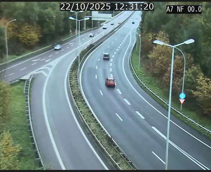 Caméra autoroute Luxembourg A7 - Echangeur A1/A7 Grünewald direction Tunnel Stafelter