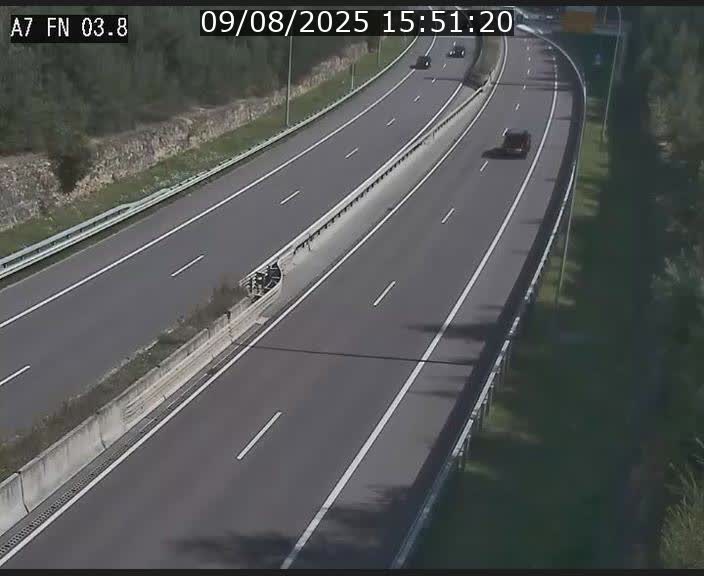 Caméra autoroute Luxembourg A7 - Passage à gibier Rëngelbour - direction Tunnel Stafelter