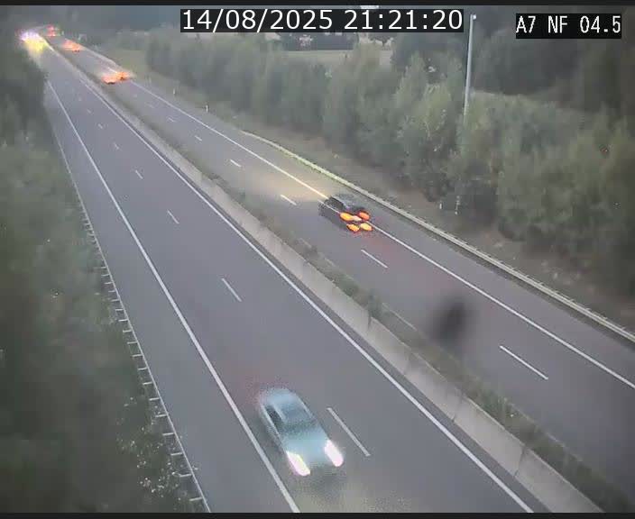 Caméra autoroute Luxembourg A7 - Passage à gibier Rëngelbour - direction Tunnel Grouft