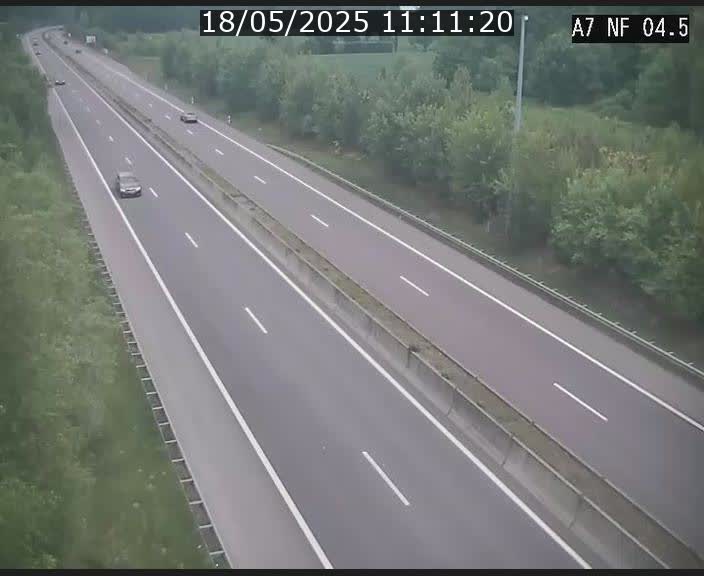 Caméra autoroute Luxembourg A7 - Passage à gibier Rëngelbour - direction Tunnel Grouft