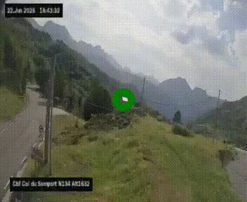 Webcam au col du Somport, côté français, sur la N134, dans les Pyrénées, en direction de l'Espagne, à 1632 mètres d'altitude