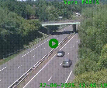 Caméra routière sur l'autoroute A20 au nord de Limoges, à la jonction avec la N520. Vue orientée vers Paris