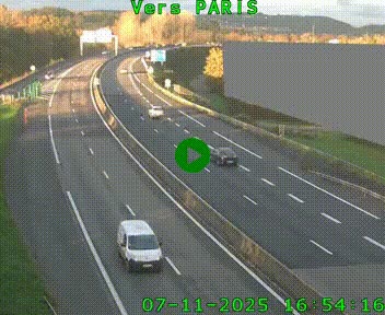 Caméra routière sur l'autoroute A20 à Brive-la-Gaillarde, à la jonction avec l'A89. Vue orientée vers Paris