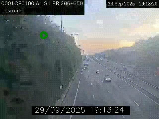 Webcam autoroute A1 à hauteur de Lesquin. Vue orientée vers Lille